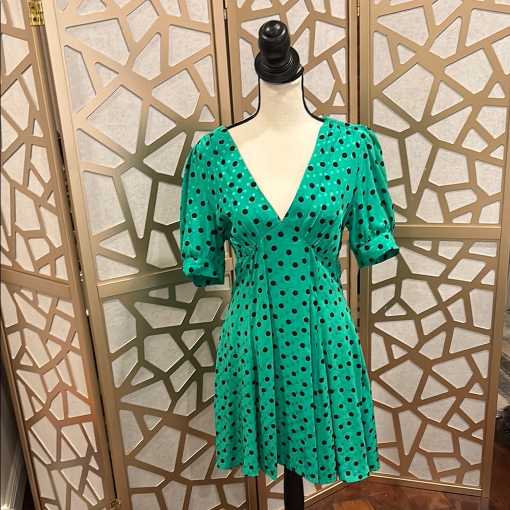 Topshop Green Polka Dot Mini Dress